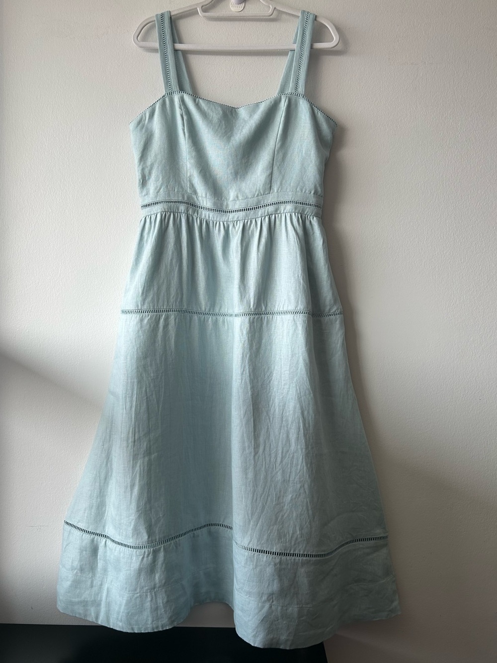 Reformation Everett 100% Linen Midi Dress in Aquamarine - Picture 4 of 15